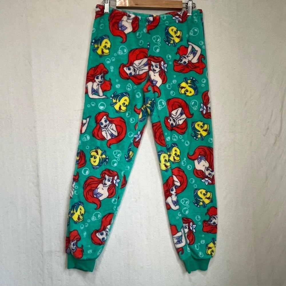 Disney Fleece Little Mermaid Ariel Pajamas Set Sz Small Blue - Picture 8 of 16